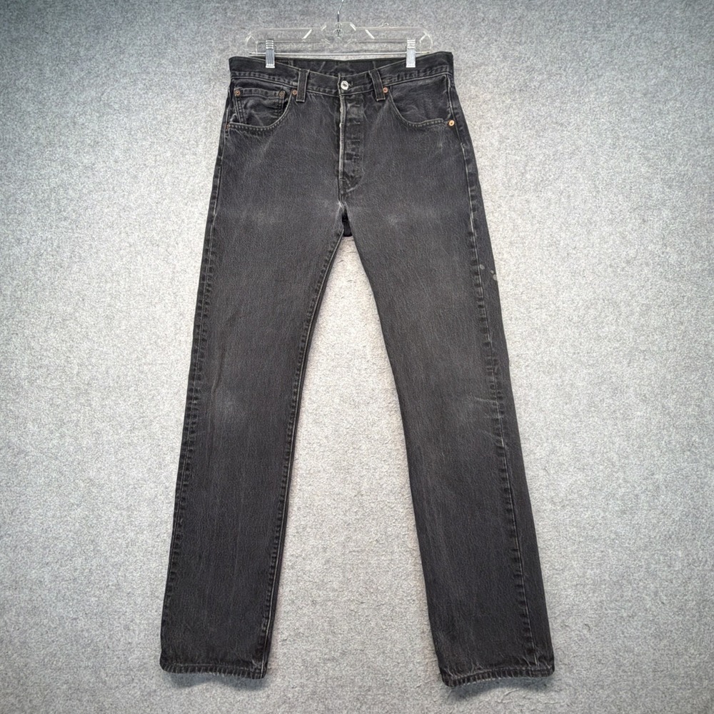 Levi's 501 Button Fly Black Denim Jeans 34x36 (Fits 33x34) Made In Mexico
